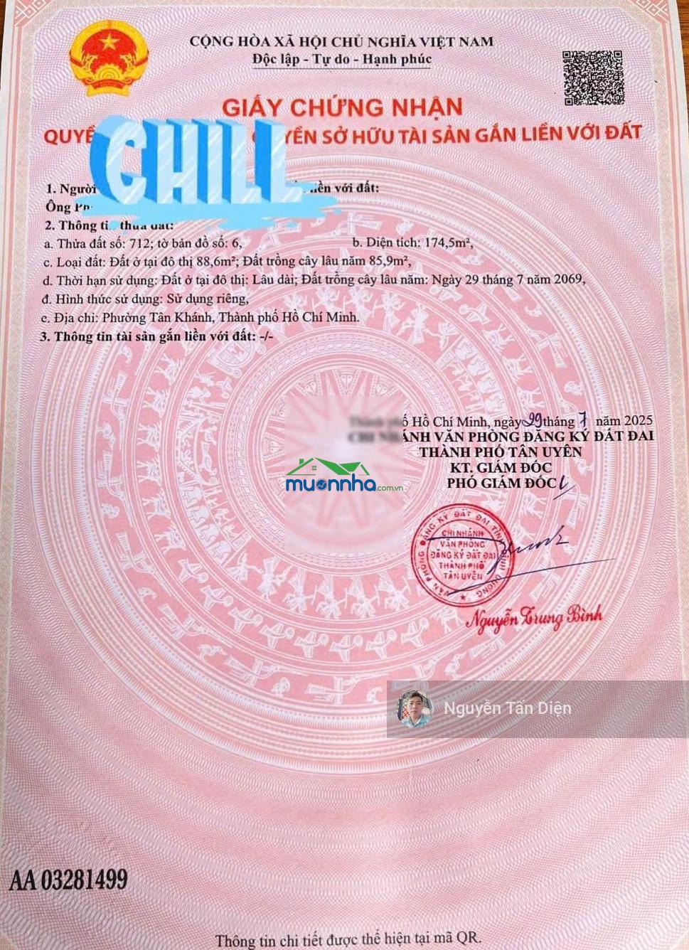Đất mặt tiền dh417 (tô vĩnh diện) 174m2 có 88m2 thổ cư chỉ 4 tỷ 3
