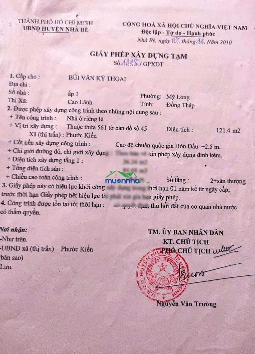 Nhà 2 tầng 2 mặt tiền bờ kè phước kiển nhà bè giá 3,3 tỷ