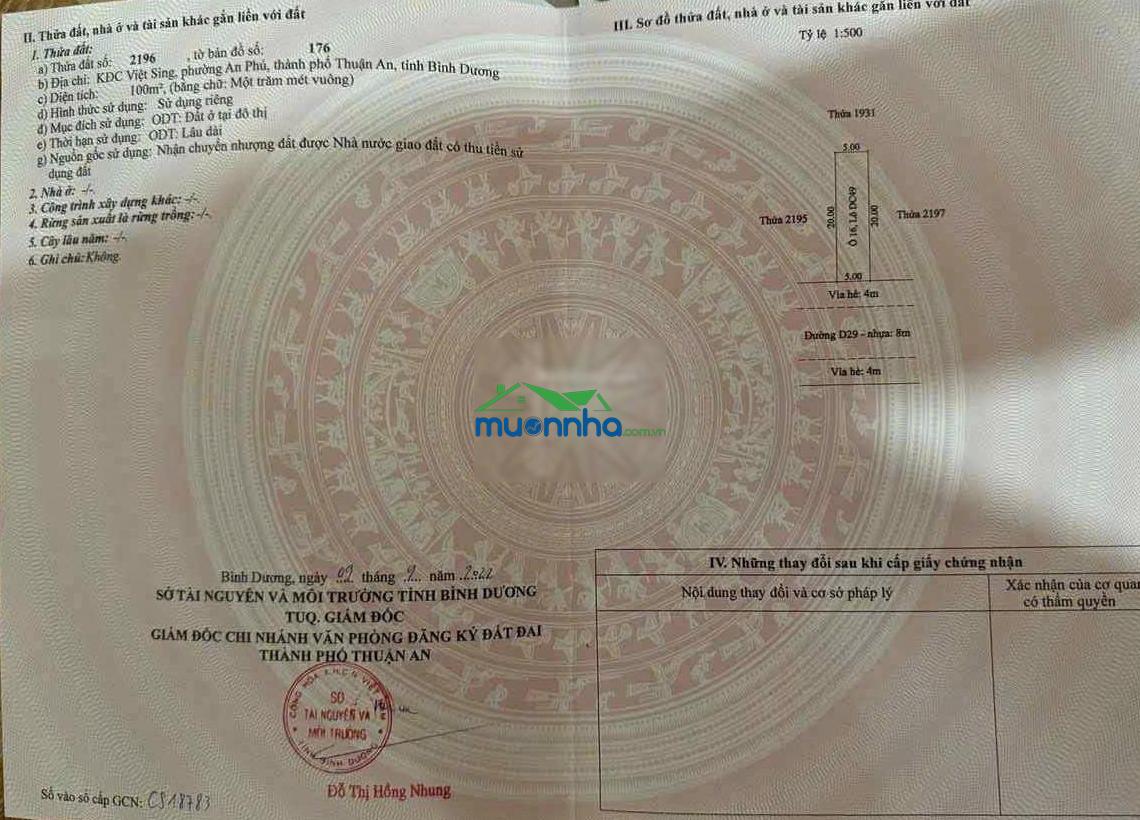 Bán đất d29, an phú, thuận an, bình dương, giá siêu hời 4 tỷ 100 triệu, 100m2