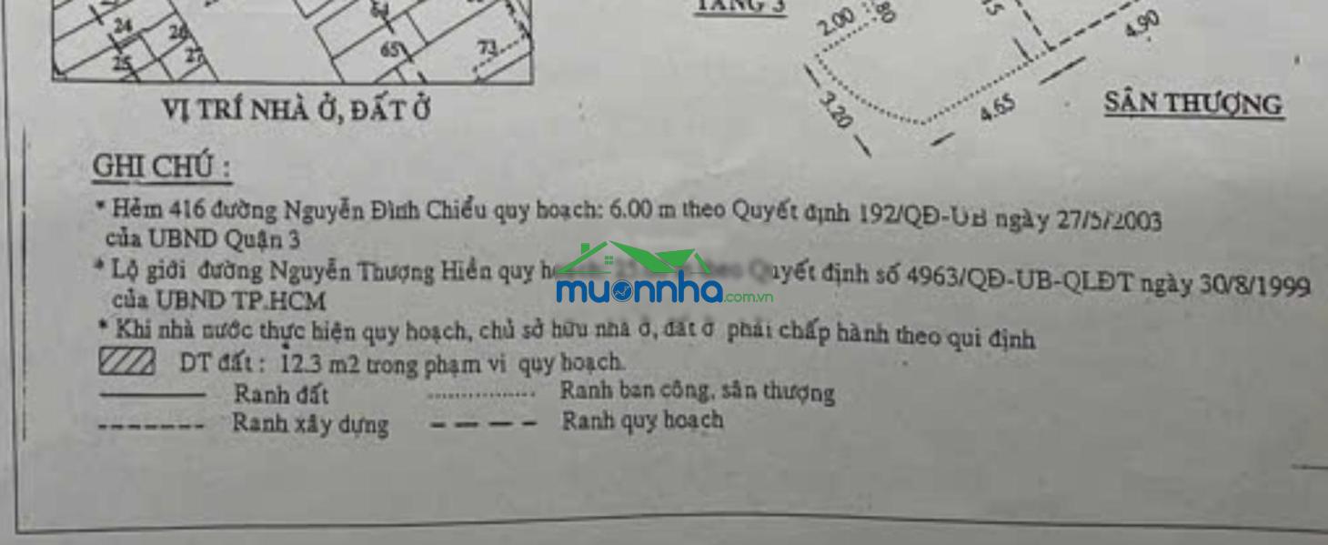 Giảm giá nhà q3 61m2 hxh - quy hoạch lộ giới 1m ra mặt tiền nth