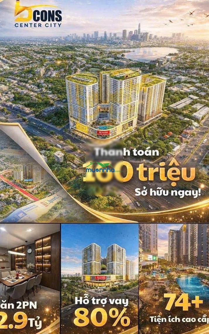 Chỉ 161 triệu (5%) ký hợp đồng ngay sở hữu căn góc 2pn2wc bcons center city giá cực tốt!