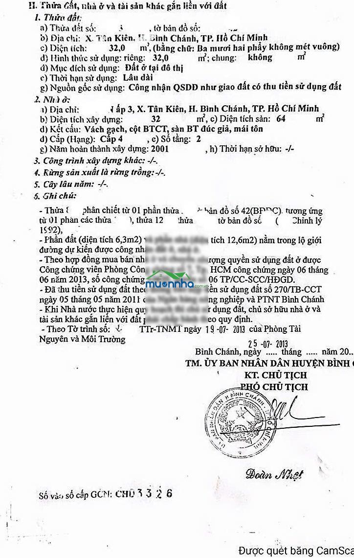 Nhà 1lầu đ.hưng nhơn (gần chợ bờ ngựa) xã tân kiên, bc. sổ riêng, vay ngân hàng được. cho thuê 7tr - 2