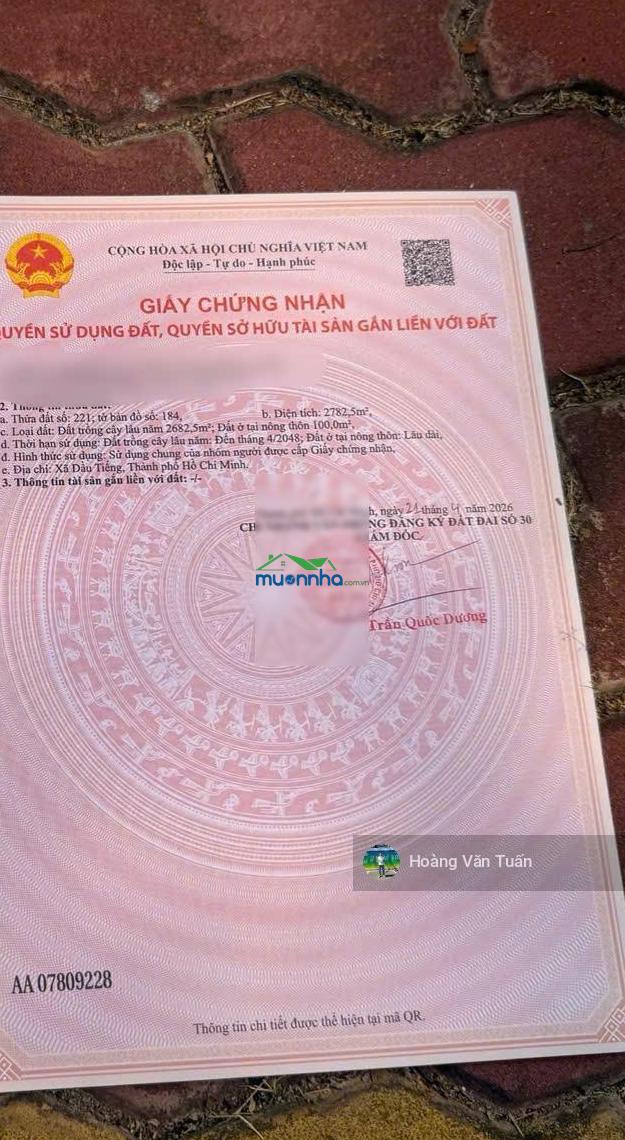 Chỉ với 970 nghìn/m2 là sổ hữu được lô đất 2782.5m2 tại đường dh710 xã dầu tiếng - hcm