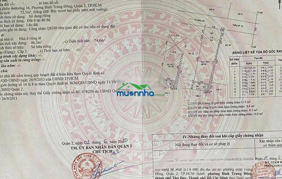 Nhà 73m (4.5x16) đường số, p. bình trưng đông, q2 (6 tỷ 190) - 4