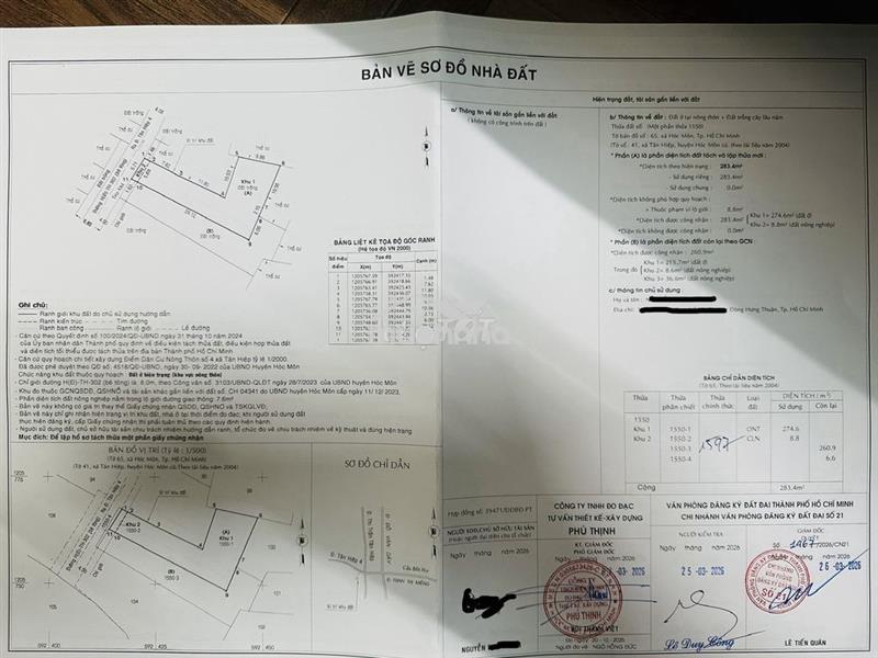 Bán 2 lô đất nở hậu l, 283m và 260m, 1 sẹc tân hiệp 4, sát thị trấn hm