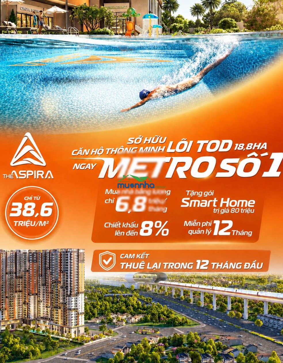 Đến metro trong 3p, sở hữu nhà tp. hcm với 6,8tr/tháng tại căn hộ the aspira! nhận chiết khấu cao