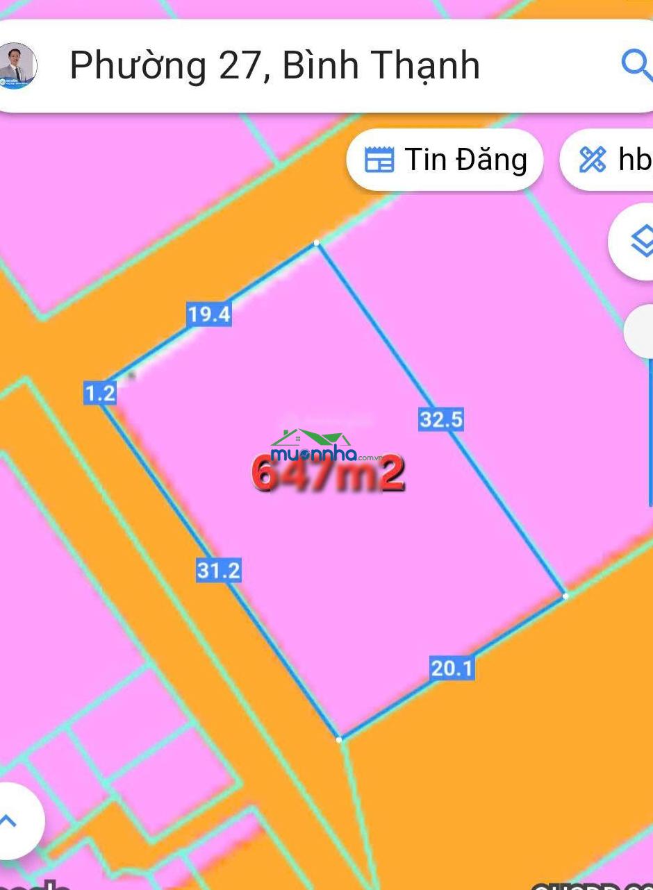 Lô góc 3 mặt tiền kd bình quới thanh đa, p. 27, bình thạnh, vị trí siêu đẹp, chỉ 106tr/m2