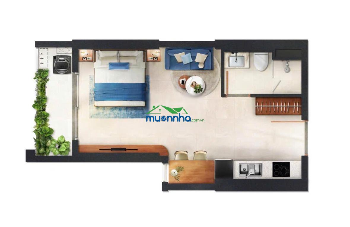 Căn studio 1,5 - 1,7 tỷ dễ mua bán nhất dự án monrei sài gòn. nội khu là resort có 1 không 2