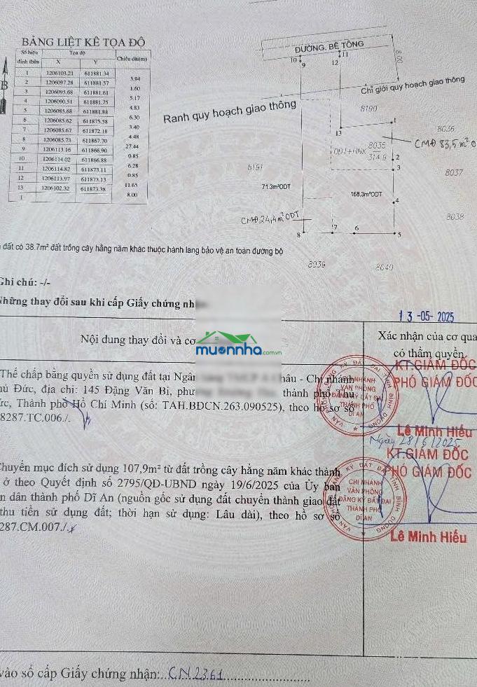 Bán nhà 51/9 đường trần quang khải, p. đông hòa, hcm. địa chỉ cũ: tp. dĩ an, bình dương. dt: ~315m2