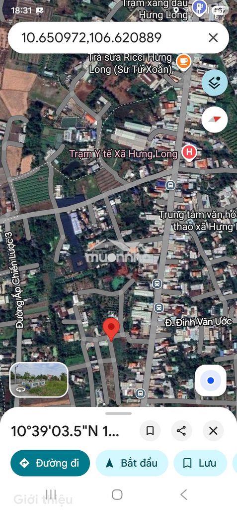 Bán đất tặng kho lô nhì đoàn nguyên tuân gần chợ hưng long 1387m