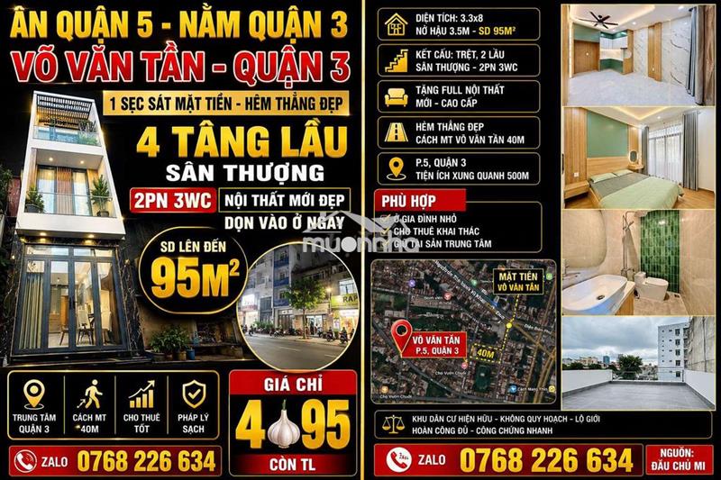 🏡 Nhà nhỏ tiền quận 3 • sd 95m² • 1 sẹc sát mặt tiền võ văn tần