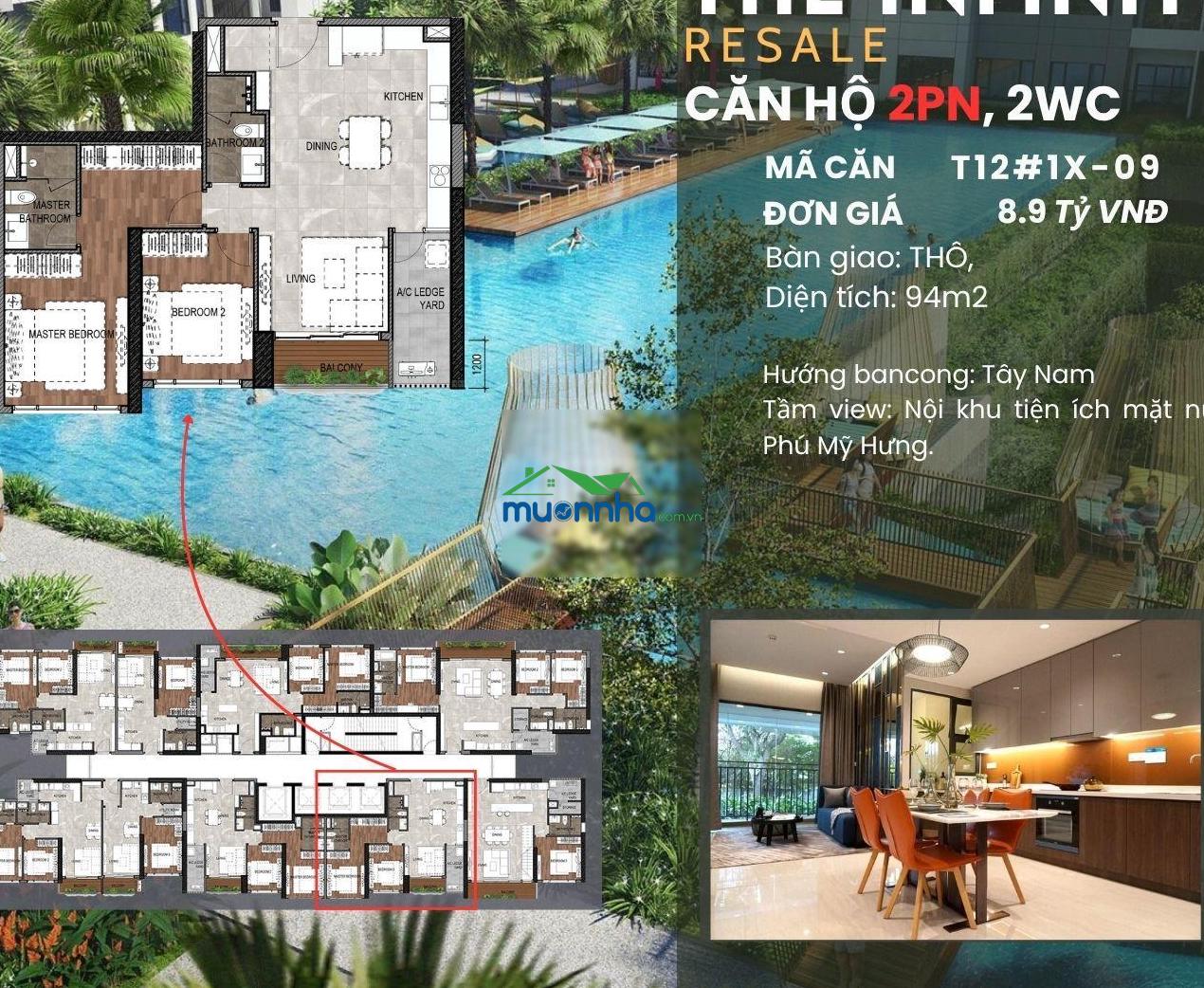 Cần bán nhanh căn hộ 2pn 94m2 view ôm trọn nội khu dự án the infiniti 8,9 tỉ.
