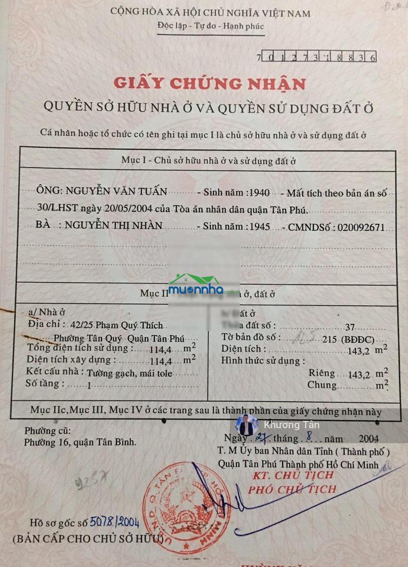 Hẻm nhựa 10m tân hương 8x18m, vuông vắn, nhà cấp 4 đang có hđ thuê 30 tr/th. vị trí đẹp, thoáng mát - 2