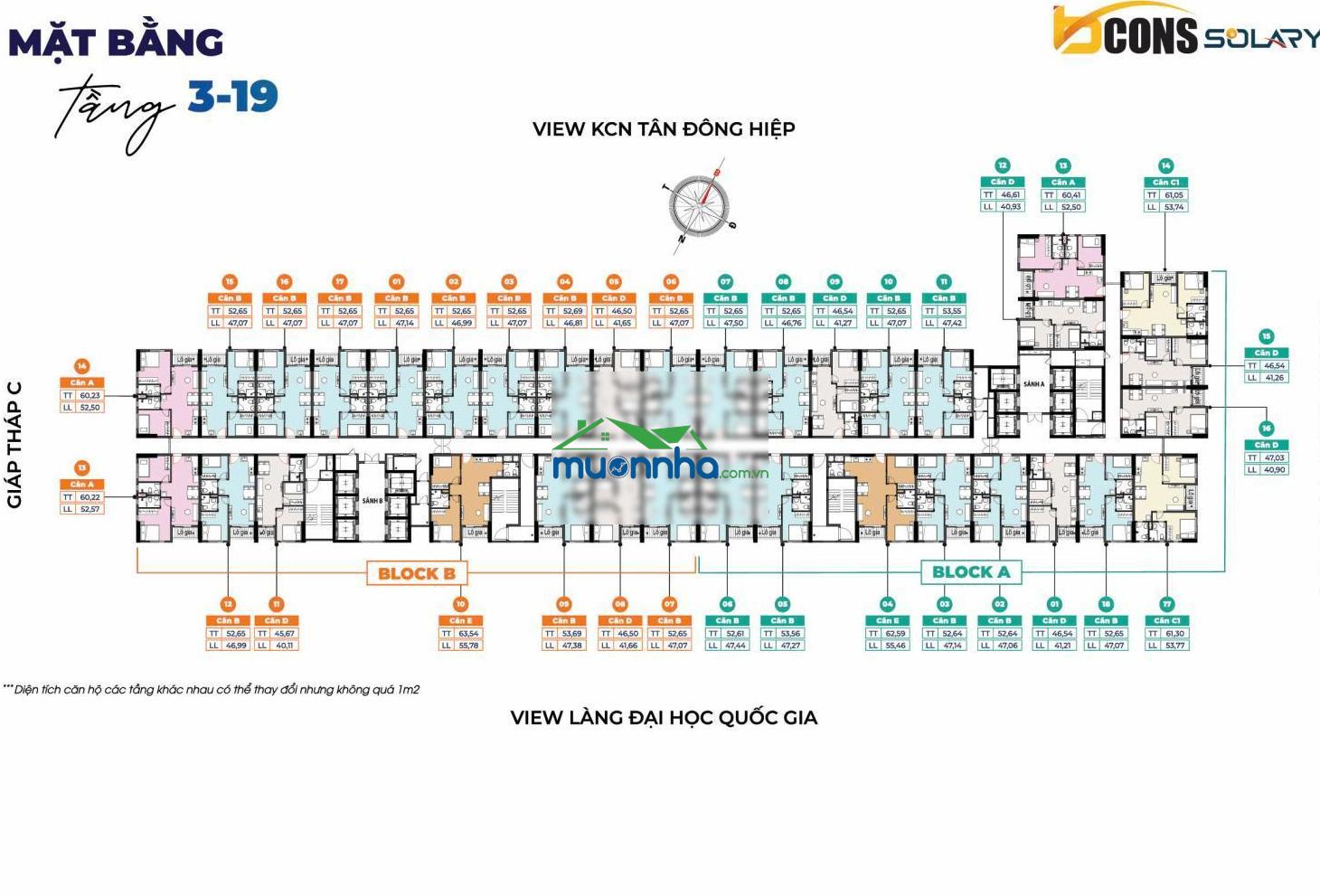 Bán giá thấp căn hộ bcons solary dt lớn 64m², giá 2,180 tỷ 2pn2wc sát tuyến metro số 1 - 2
