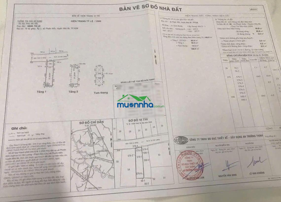 Bán nhà 4 pn, công nhận 89,2m2, 4,5m*16m - giá 5,8 tỷ - phước kiểng đường lê văn lương - 0938 300 *** - 3