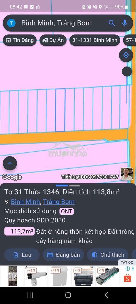 1 sẹc bình minh giang điền, sổ riêng thổ cư, dân cư đông đúc