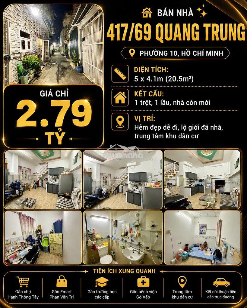 [Shr] hẻm 3m - lý thường kiệt p4 - gần chợ gò vấp - 2