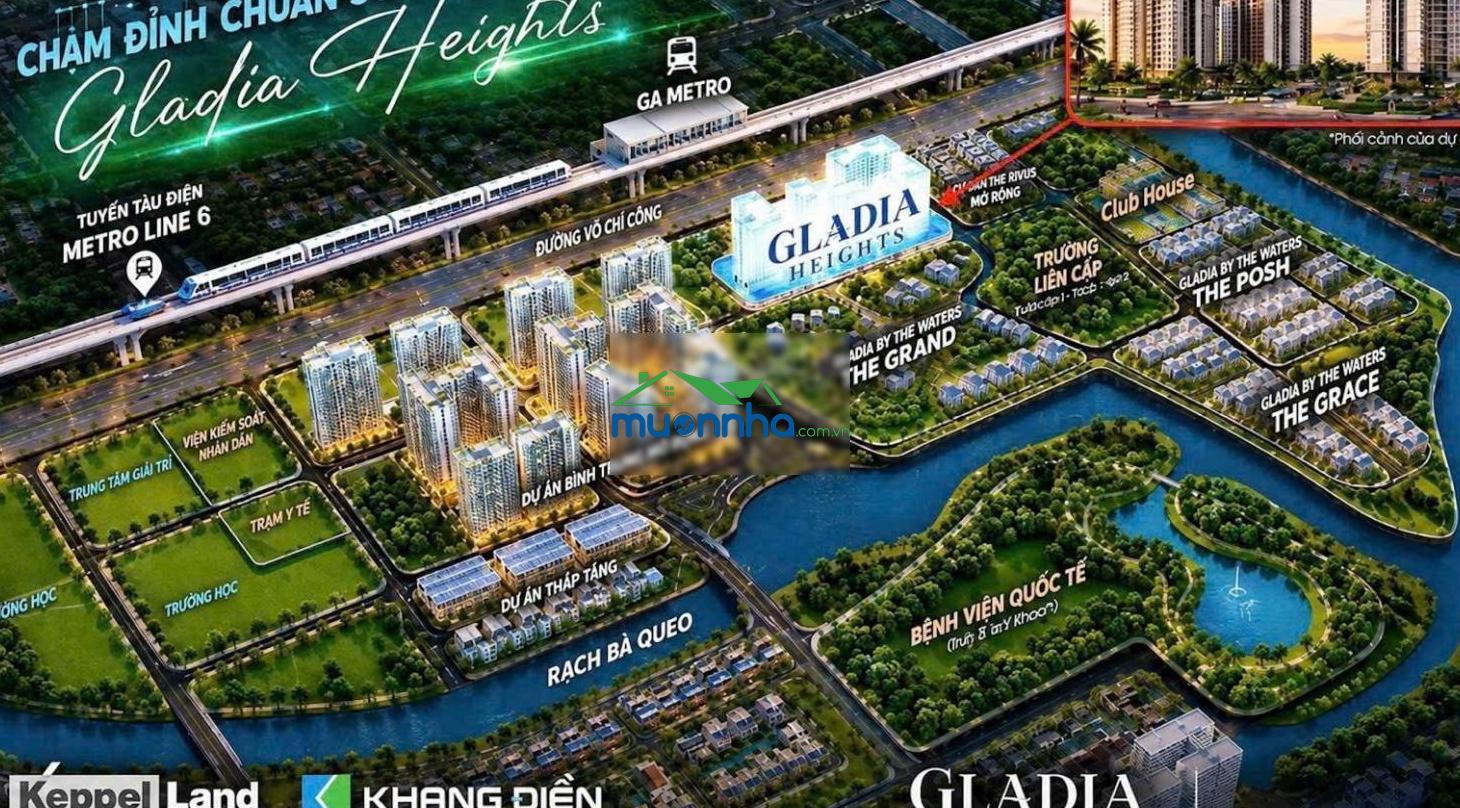 Gladia heights | 639 căn hộ giới hạn trong quần thể đô thị hơn 40ha khang điền và keppel land.