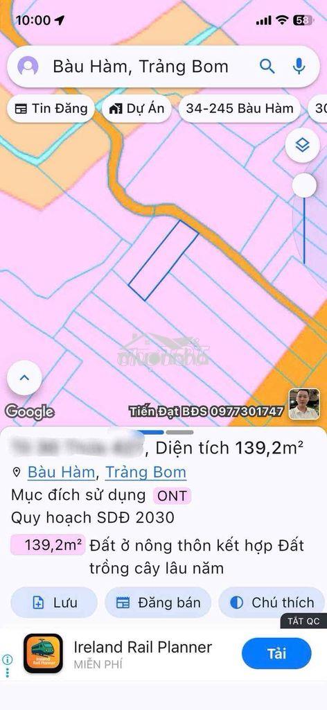 Cc bán 2 lô liền kề 139m2 - 124m2 - thổ cư 100% , bàu hàm - đồng nai - 3