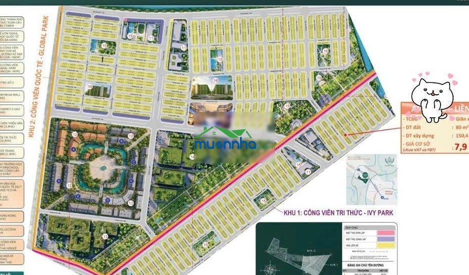 Hàng hiếm xẻ khe 8m - giáp global park, tâm điểm ivy park 8x10m, dtxd 150,4m2, đường 13m, chỉ 7.9tỷ - 2