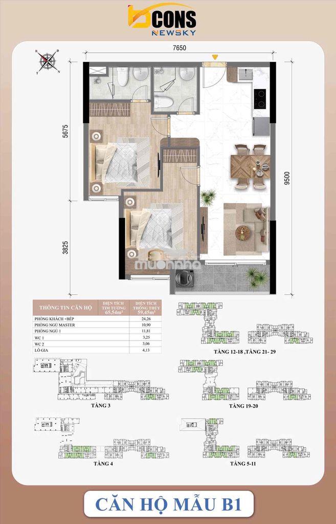 Bán căn hộ bcons newsky 66m2 2pn2vs - 3