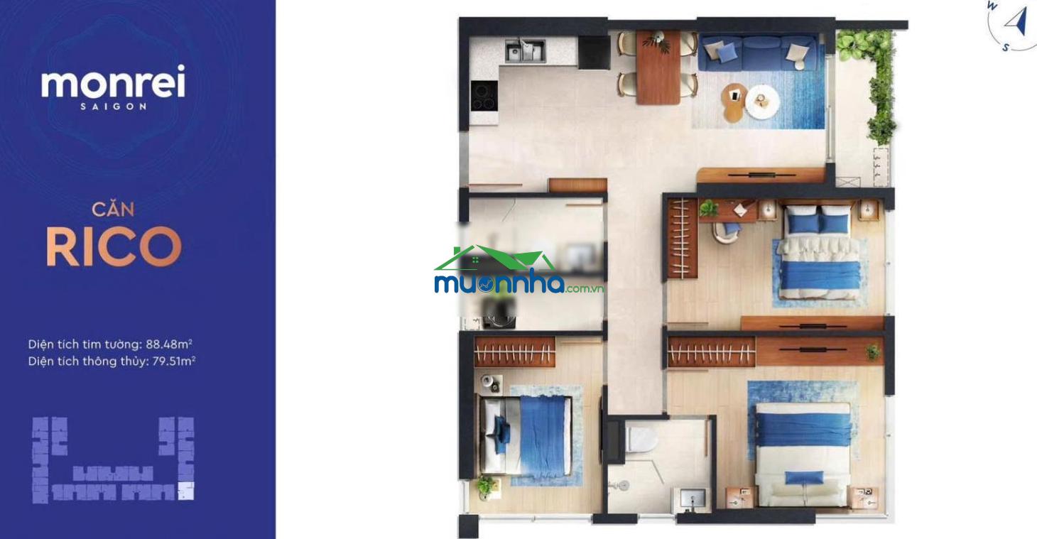 Mở bán ưu đãi đặc biệt 3 phòng ngủ góc monrei saigon - giá từ 4,110 tỷ - 2