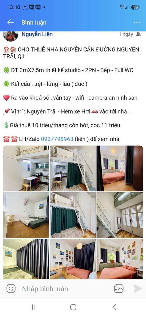 ❤️❤️ Nhà thuê nguyên căn giá 10 triệu
☎️ / zalo : 0937798 - 4