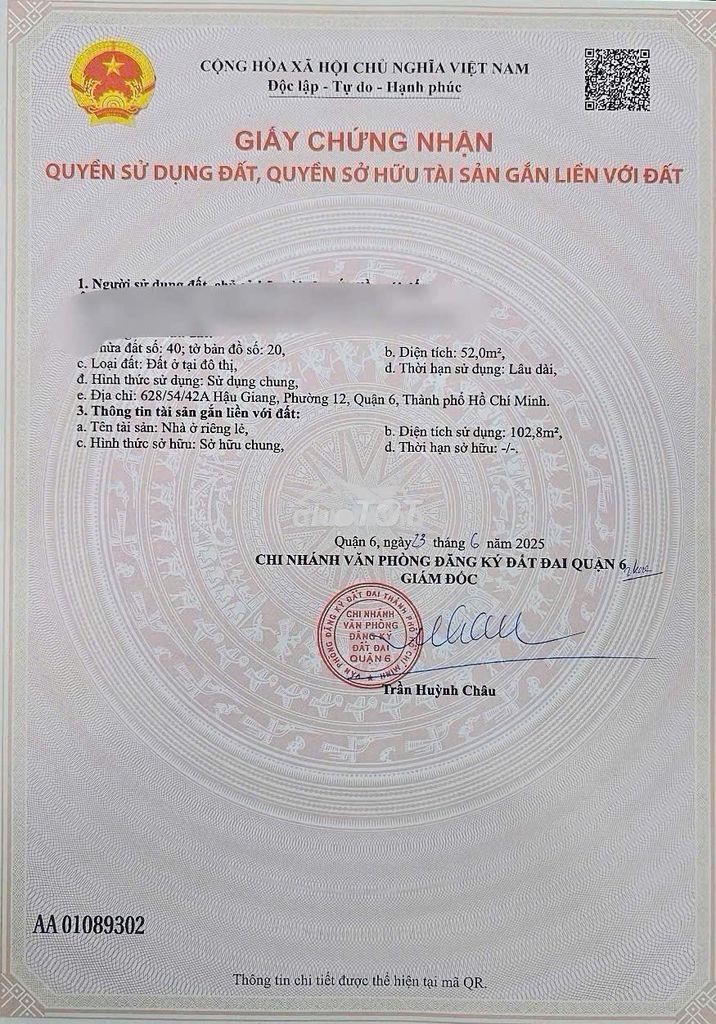 Chính chủ bán nhà xây kiên cố hẻm 628 hậu giang , p12 , q6 