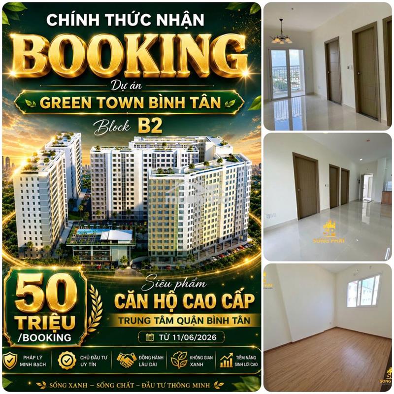 Chỉ 827tr sở hữu căn 52m2 có ban công - green town - giá cđt - ck 9%