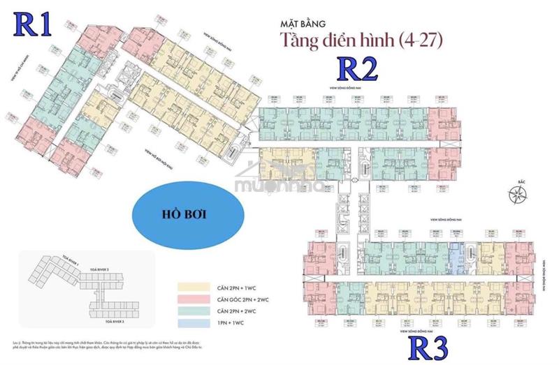 Bán căn 2pn dt 51,5m2 giá 1ty990 - tt ~360tr kí hđmb