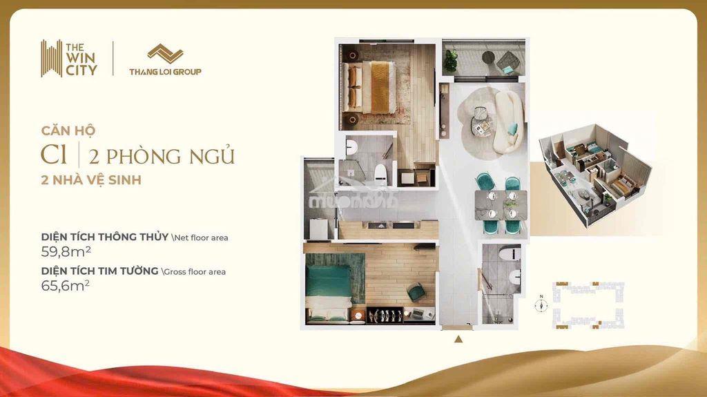 Bán căn hộ chung cư 2pn có sổ hồng riêng 1t689 bank hỗ trợ vay - 3