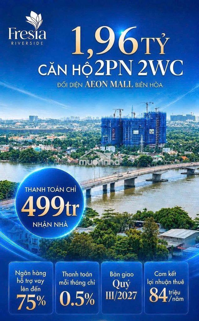 Chỉ từ 420tr/ ký hđmb (20%) sở hữu căn hộ tại fresia riverside