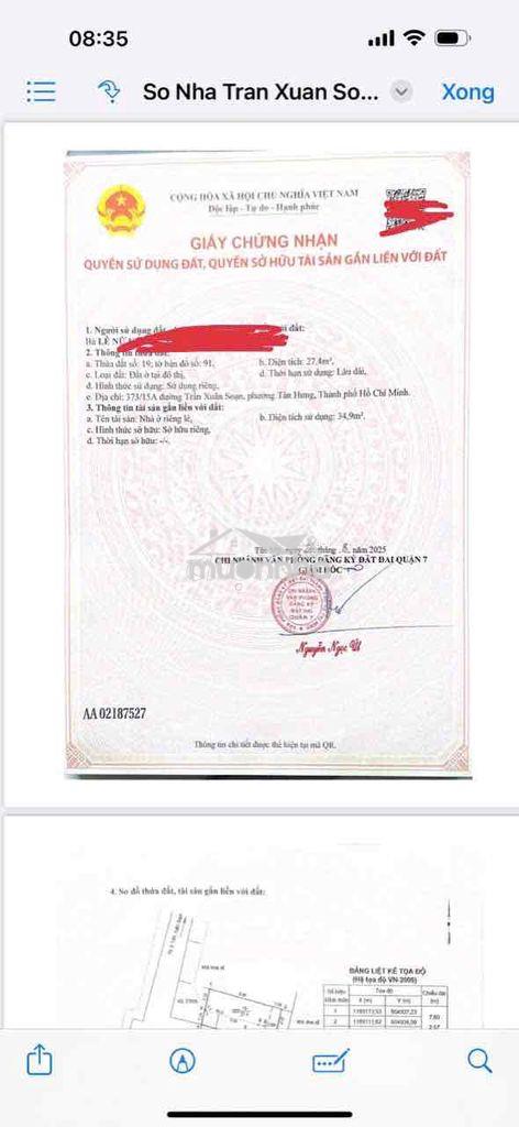 Bán nhà 373/15a trần xuân soạn q7 .tphcm - 2