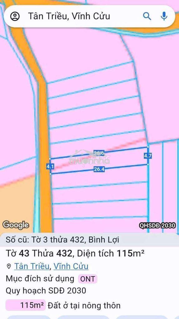 Chỉ 880 triệu cho 115m2 đất thổ cư full. xây tự do, đường xe ô tô