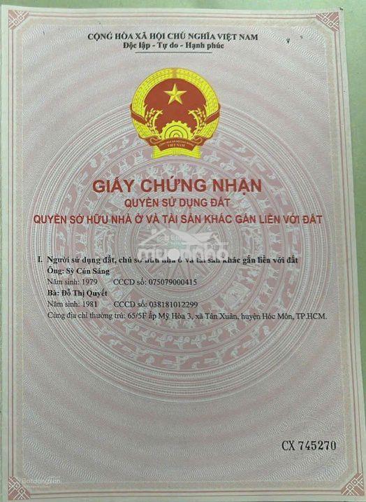 Bán đất tại mỹ hoà 3, hóc môn, 13 tỷ, 164m2, mặt tiền 10m, ngõ 6m - 4