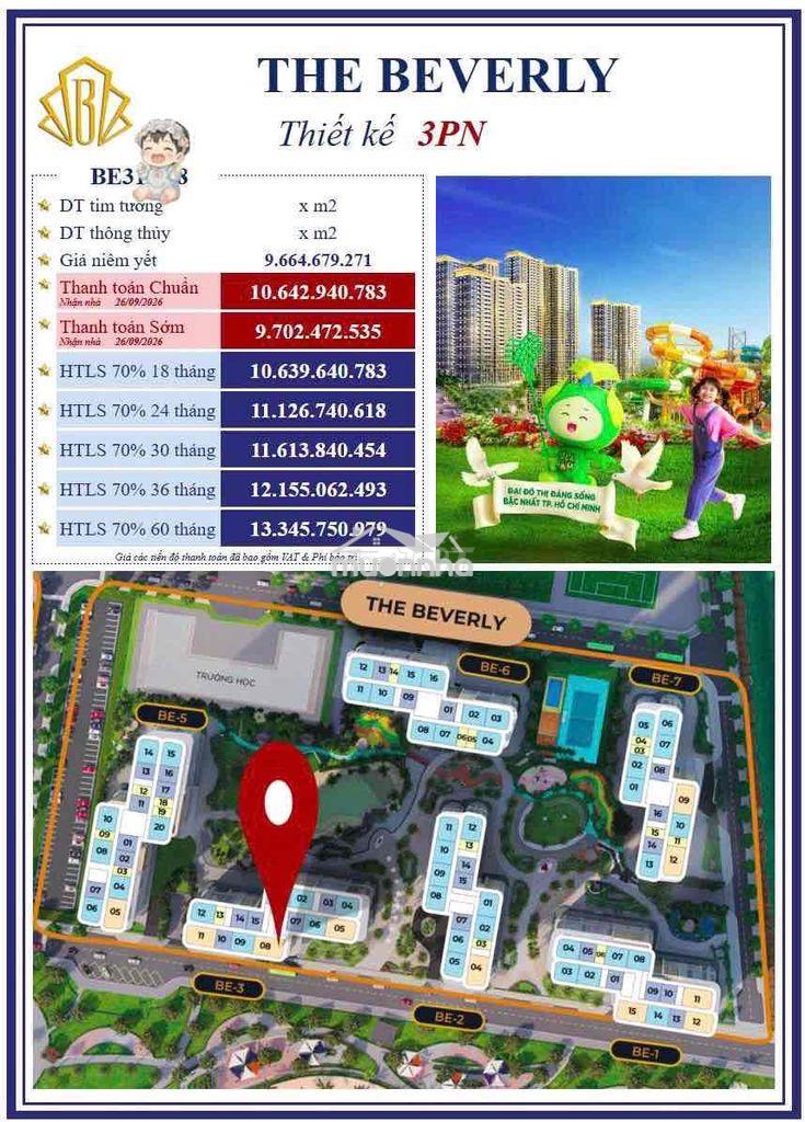 Chuyển nhượng hàng chủ đầu tư be.17.08- 9.7 tỷ , view trực diện cv - 2