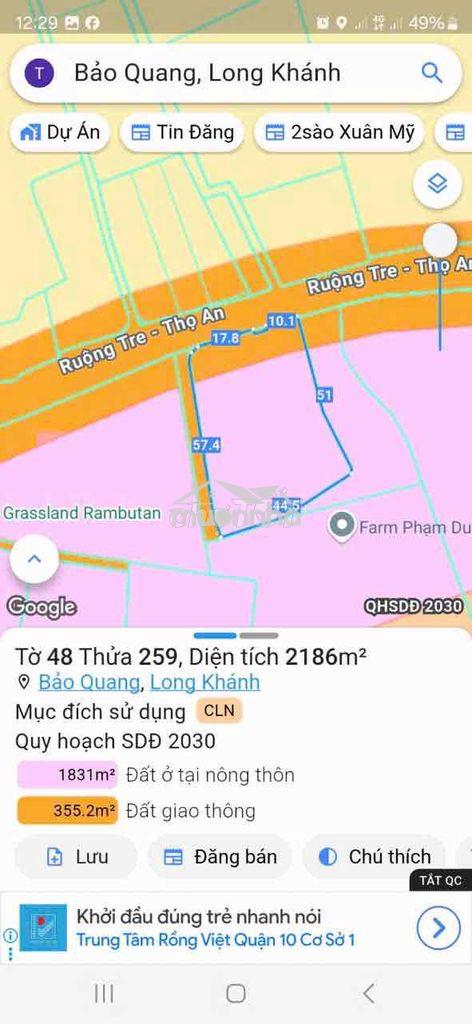 Bán lô đất vườn mt đường nhựa