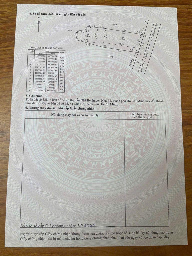 Bán nhà hẻm xe hơi đường huỳnh tấn phát - tt nhà bè (cũ)