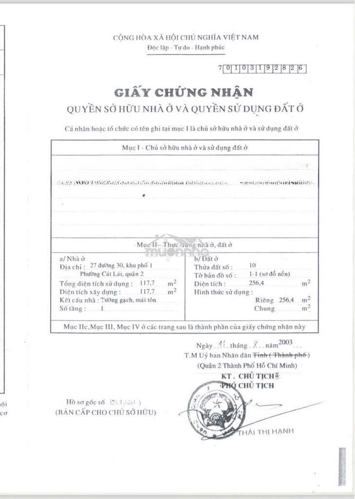 Giá up 04.6.2026 nhà riêng lẻ cho 260m2 full thổ cư