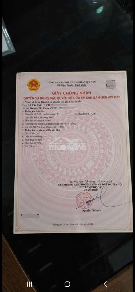 Bán 117m² đất phú cát, thôn hòa trúc, full thổ cư sát kcn cao hòa lạc