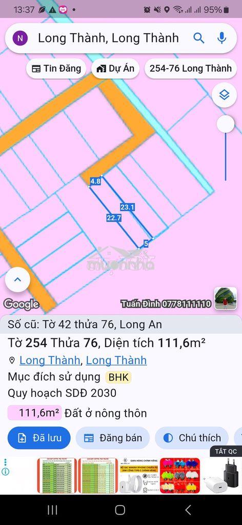Chính chủ bán đất thổ cư 111,6m² xã long thành đồng nai giá 2,2 tỷ - 2