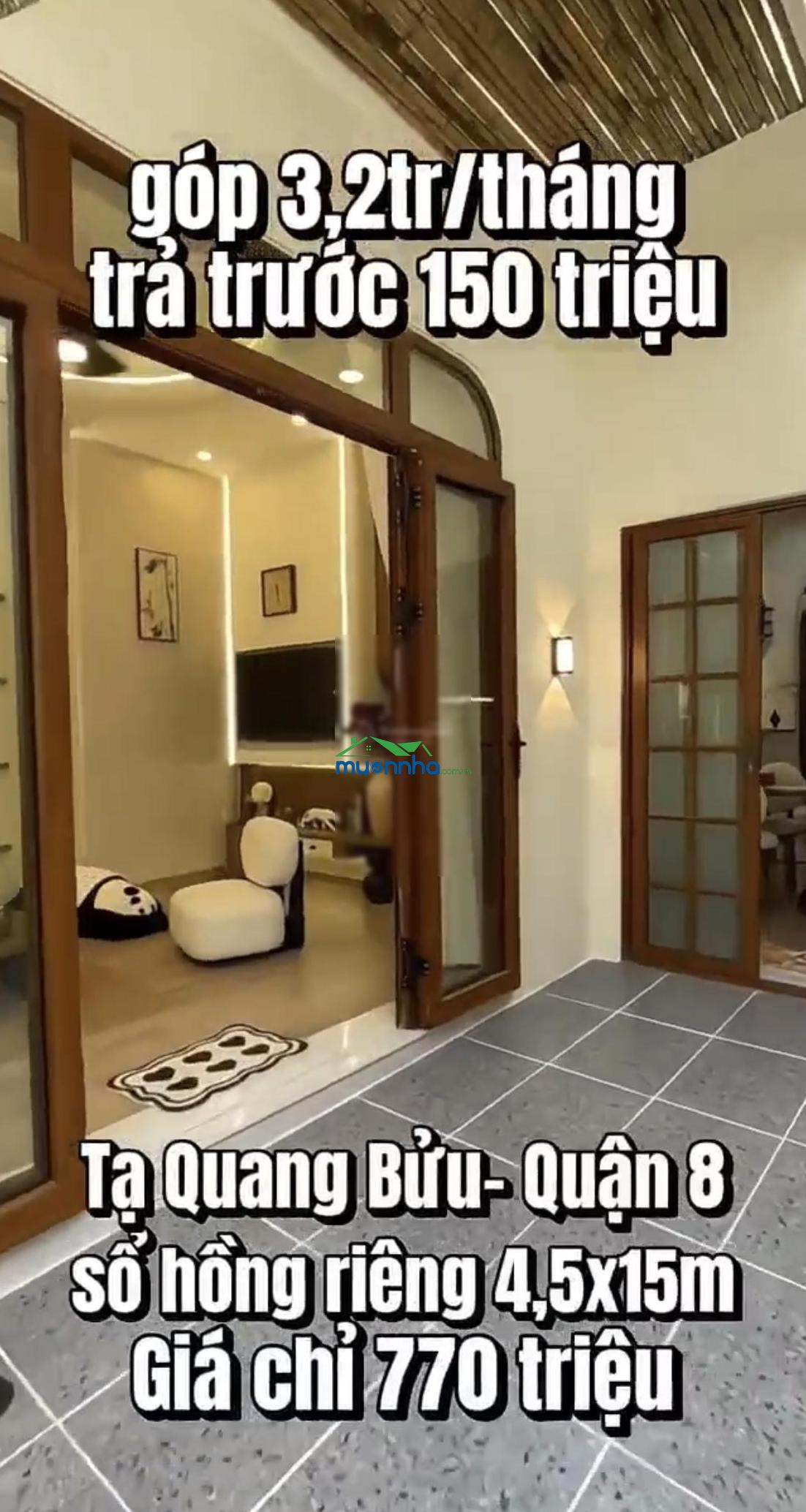 Chỉ với 770 triệu sở hữu nhà diện tích 67,5m2 (4,5x15m) tại đường tạ quang bửu, gần bến xe quận 8. - 2