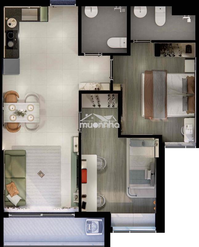 Căn hộ 2pn, 2wc ngay metro số 2, hướng view đẹp