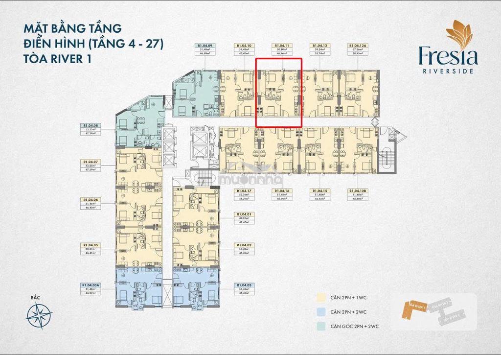 Chuyển nhượng căn 2pn1wc fresia riverside r1 view sông đã tt 650tr - 4