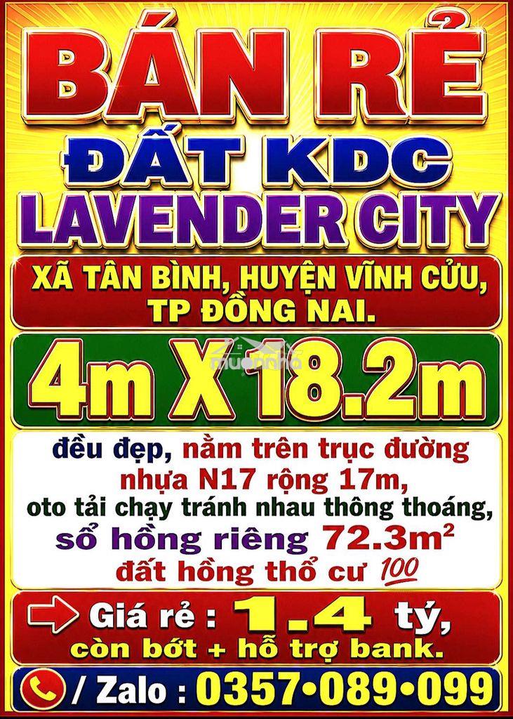 Bán rẻ đất kdc lavender city xã tân bình, huyện vĩnh cửu, tp đồng nai