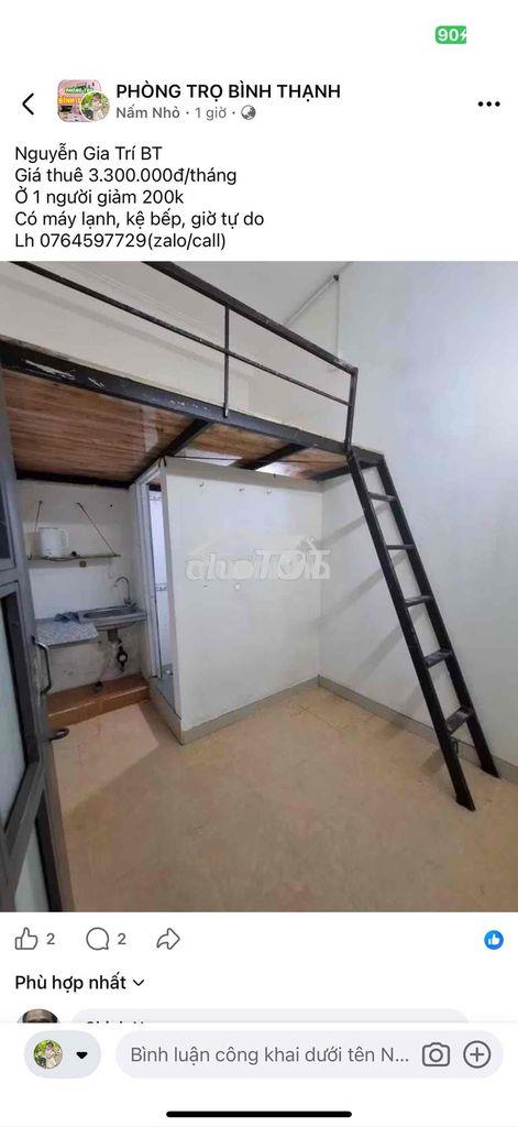 Phòng có gác máy lạnh kệ bếp ngay nguyễn gia trí