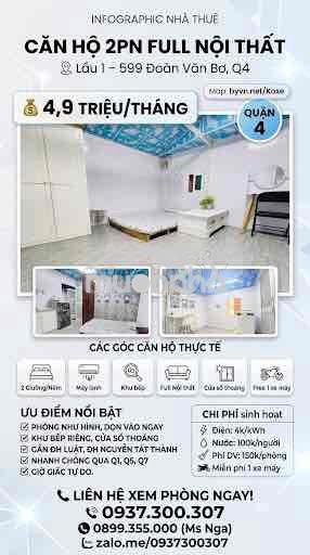 Căn 2 pn ngay gần đh nguyễn tất thành , mặt tiền xe hơi trước nhà