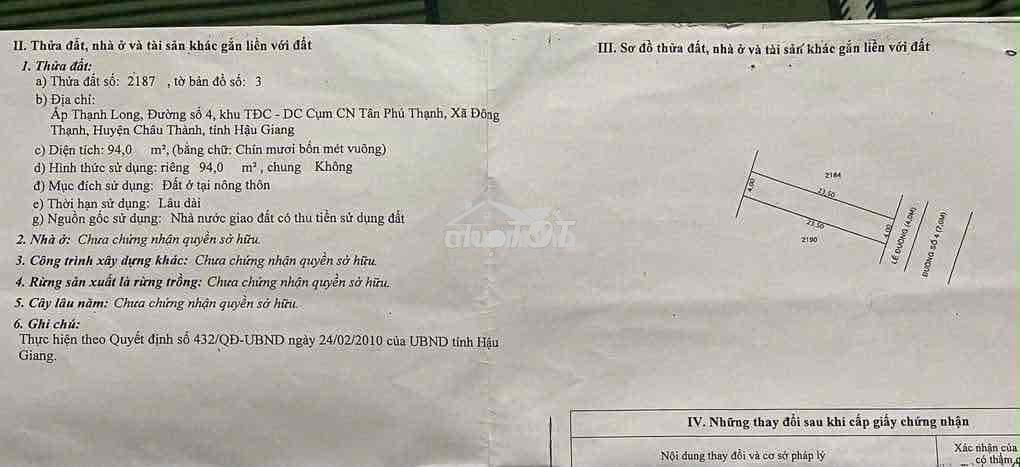 Bán nhà đất tại khu tái định cư tân phú thạnh chính chủ - 4