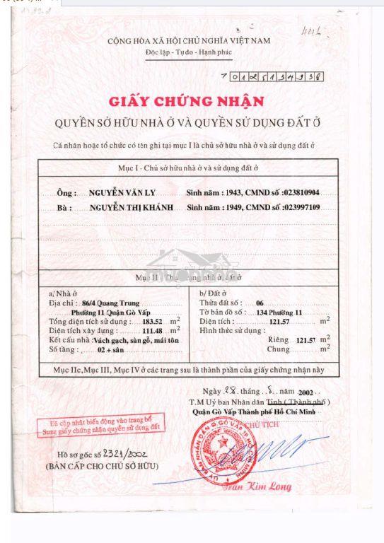Bán nhà gò vấp