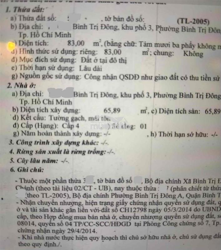 Cần bán nhà hẻm xe hơi 83m2  đường  bình trị đông bình tân